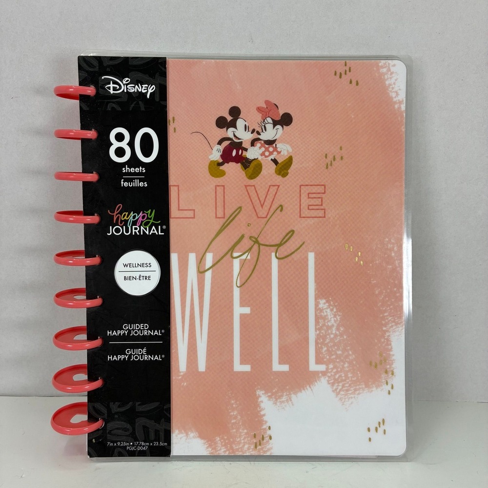 Disney Mickey Minnie Happy Journal Wellness Guided Planner 80 Sheets PGJC-D047